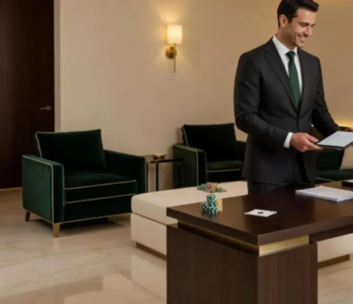 Équipe de Vallée Noire préparant la salle et les tables de poker pour les réservations du soir