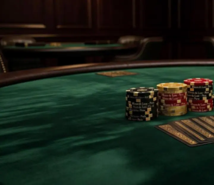 Table de poker raffinée avec jetons et cartes